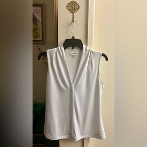 Calvin Klein White V-Neck Sleeveless Top